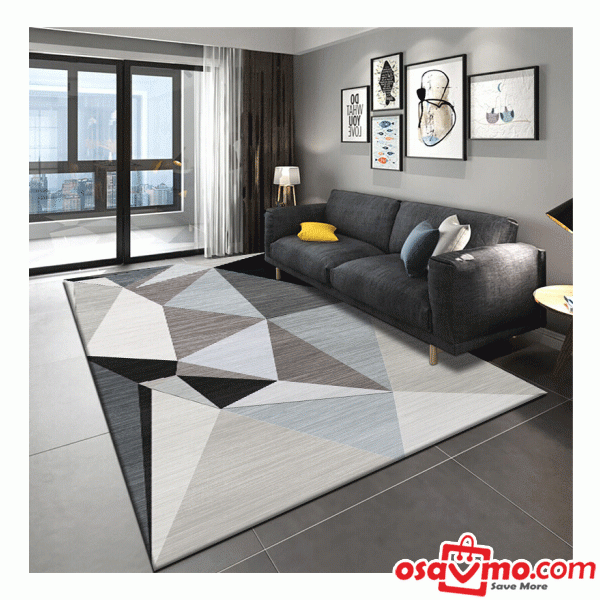 JZL CN Carpet The Modern Concise Style Blue Grey Eometric Patterns 140X200cm Machine Washable at osavmo.co.nz