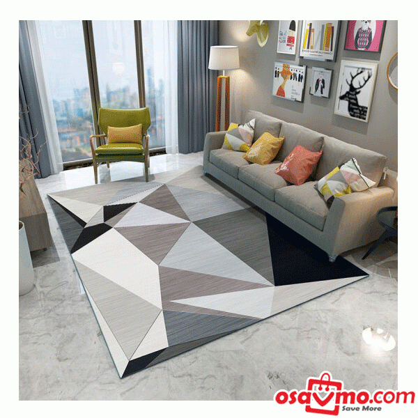 JZL CN Carpet The Modern Concise Style Blue Grey Eometric Patterns 140X200cm Machine Washable at osavmo.co.nz