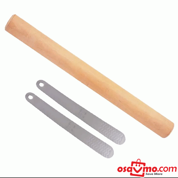 YLC CN Unpainted Solid Pearwood Rolling Pin D3.2*38cm+304 Stainless Steel Filling Spoon 16cm long x 2pcs at osavmo.co.nz