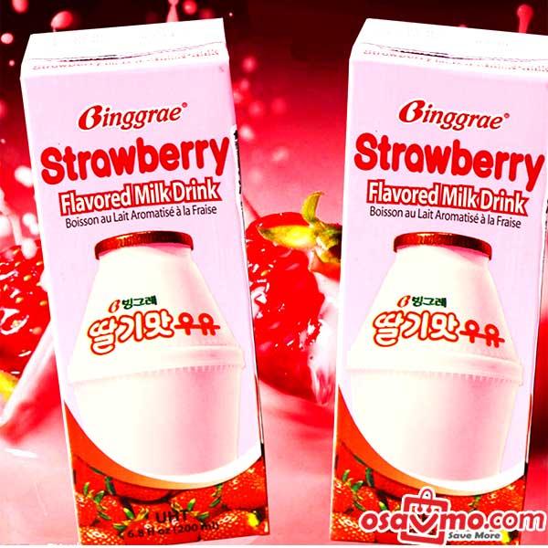 Binggrae KR Strawberry FLV Milk Drink 200ml*6 at osavmo.co.nz