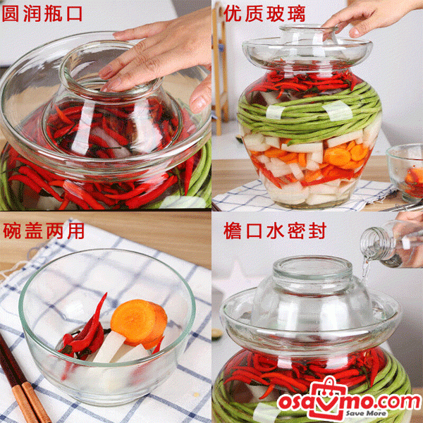 SI CHUAN CN Pickles Jar Kimchi Jar Thickening Glass 7.5kg at osavmo.co.nz
